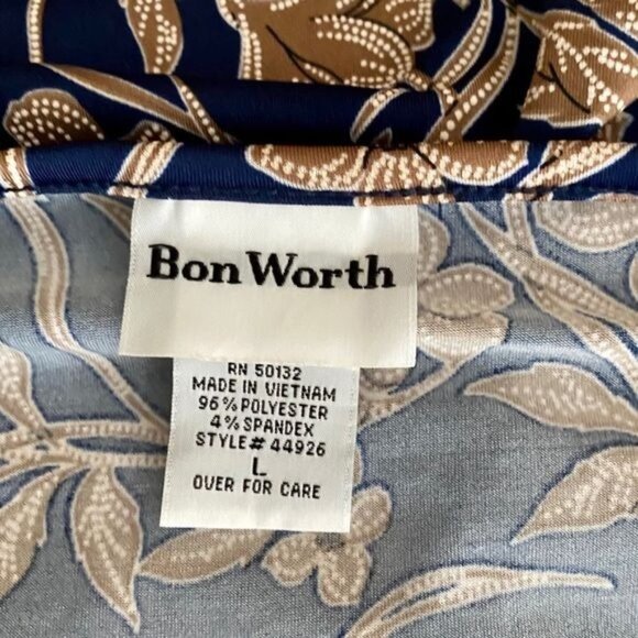 Bon Worth Navy Top with Floral Design Large - Picture 5 of 6